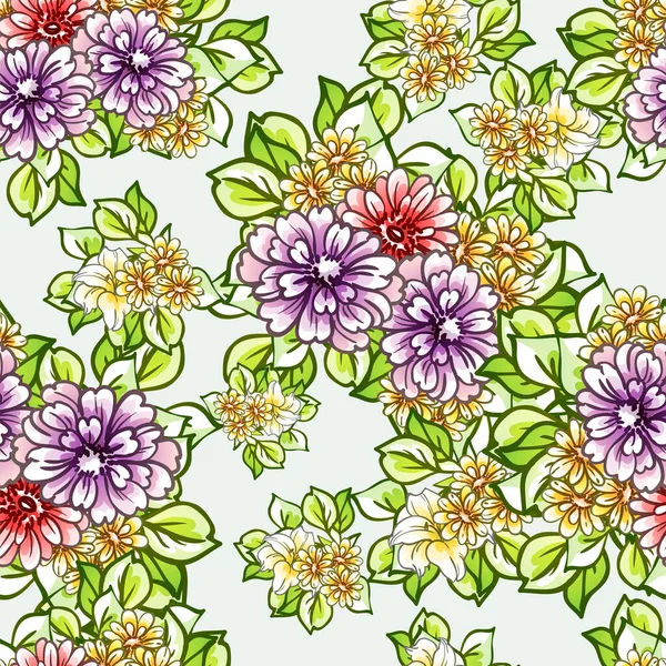 Élégant Motif Sans Couture Avec Des Éléments Floraux — Image vectorielle