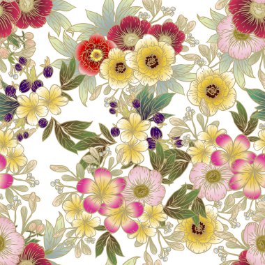 Çiçeksel elementlerle kusursuz desen.