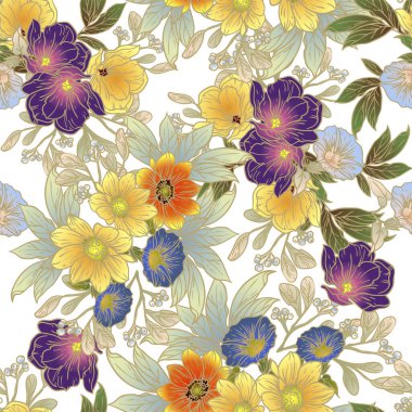 Çiçeksel elementlerle kusursuz desen.