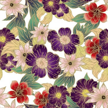 Çiçeksel elementlerle kusursuz desen.