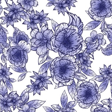 Çiçeksel elementlerle kusursuz desen.