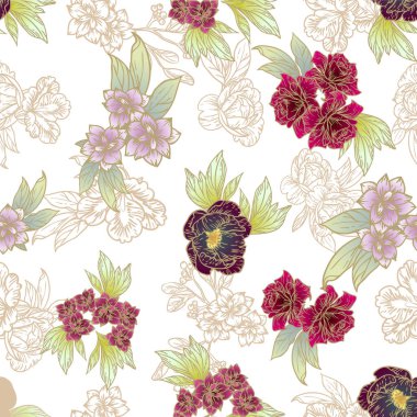 Çiçeksel elementlerle kusursuz desen.