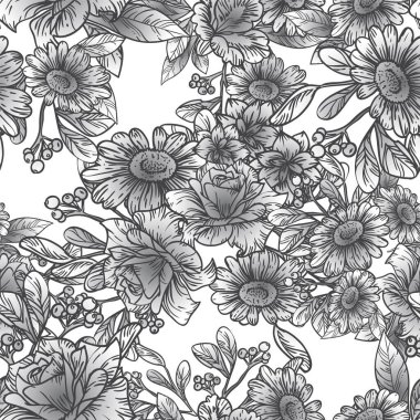 Çiçeksel elementlerle kusursuz desen.