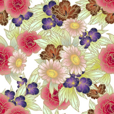 Çiçeksel elementlerle kusursuz desen.