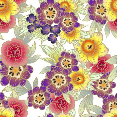 Çiçeksel elementlerle kusursuz desen.