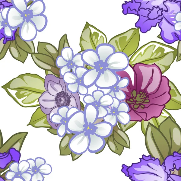 Елегантний Безшовний Візерунок Квітковими Елементами — стоковий вектор