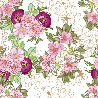 Güzel çiçekli zarif desenler.