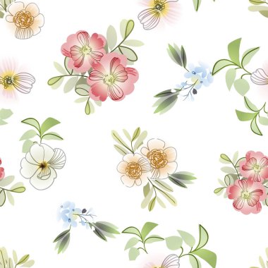 Güzel çiçekli zarif desenler.