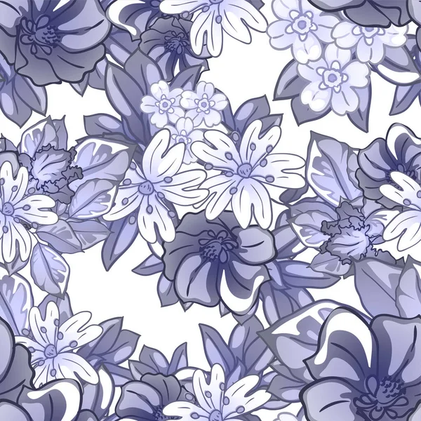 Elegantní Vzor Krásnými Květinovými Prvky — Stockový vektor