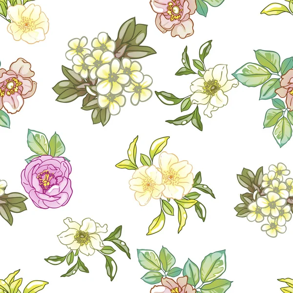 具有美丽花卉元素的优雅图案 — 图库矢量图片