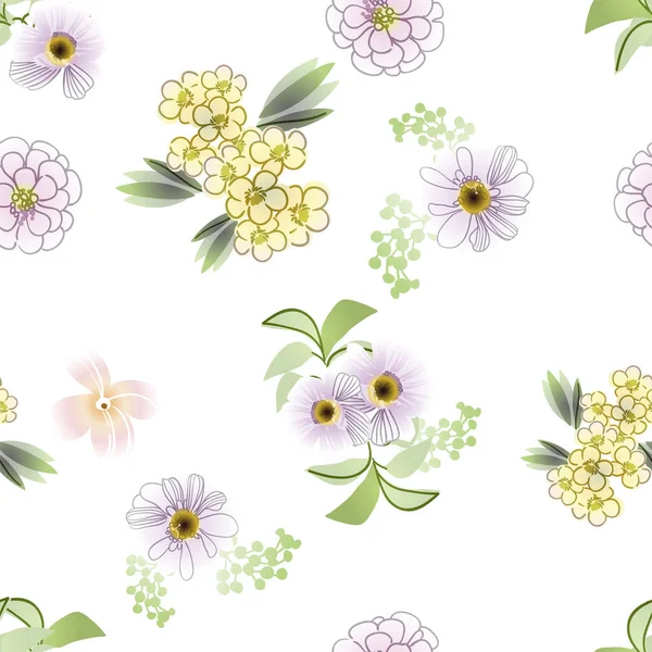 Motif Élégant Avec Beaux Éléments Floraux — Image vectorielle