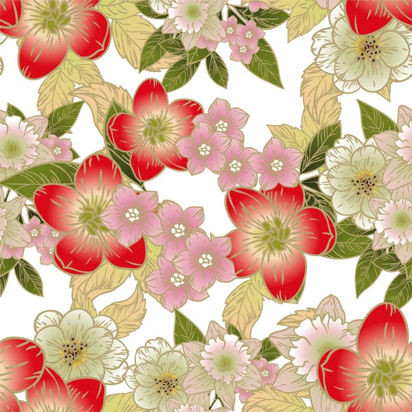 Patrón Elegante Con Hermosos Elementos Florales — Archivo Imágenes Vectoriales