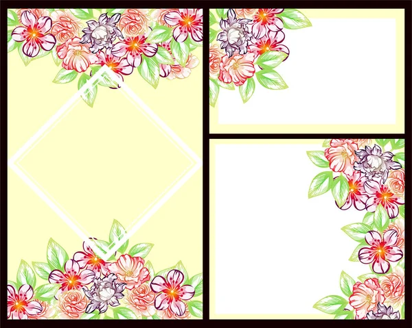 Bloemenkaarten Sjablonen Vector Illustratie — Stockvector
