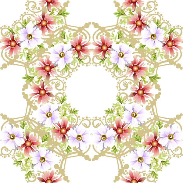 Elegant Kort Med Smukke Blomster Elementer – Stock-vektor