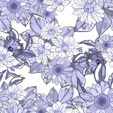 Mavi çiçekli zarif desen.