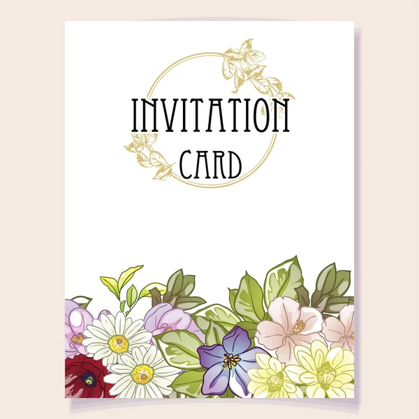スタイリッシュな花のカードテンプレート ベクトルイラスト — ストックベクタ