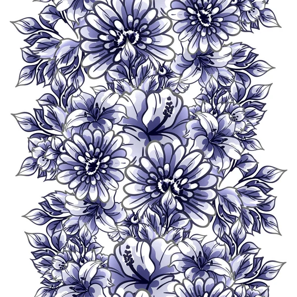 Padrão Elegante Com Elementos Florais Cor Azul — Vetor de Stock