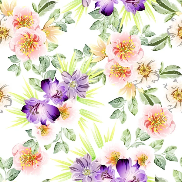 Patrón Color Tierno Con Hermosos Elementos Florales — Vector de stock