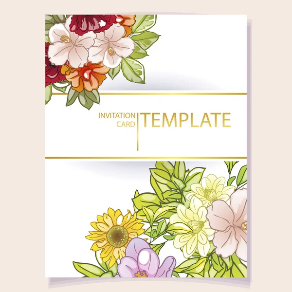 Invitation Card Decorated Flowers — Archivo Imágenes Vectoriales
