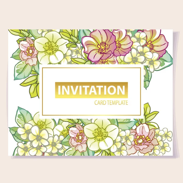 Invitation Card Decorated Flowers — Stock Vector