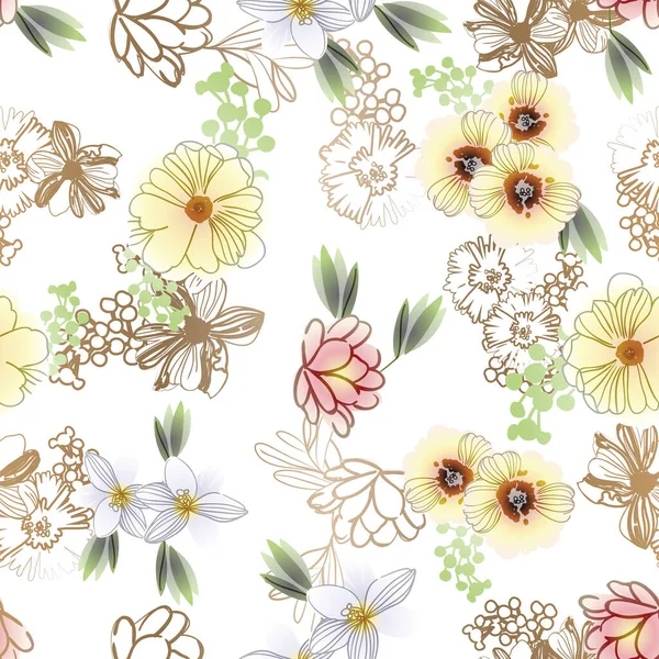 Belles Fleurs Illustration Vectorielle — Image vectorielle