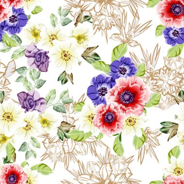 güzel çiçekler, arkaplan, vektör çizimi