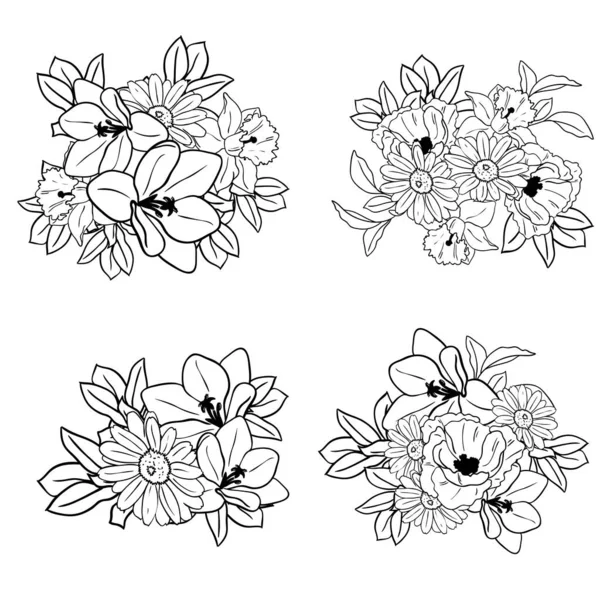 Hermosas Flores Fondo Ilustración Vectorial — Vector de stock