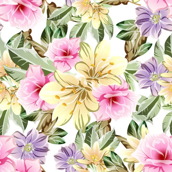 Vackra Blommor Bakgrund Vektor Illustration — Stock vektor