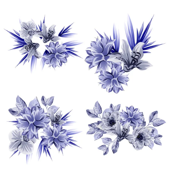 Hermosas Flores Fondo Ilustración Vectorial — Archivo Imágenes Vectoriales