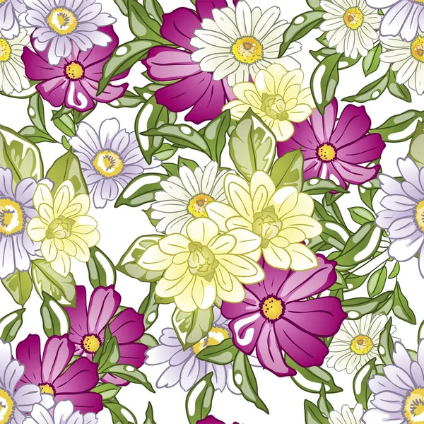 Hermosas Flores Fondo Ilustración Vectorial — Vector de stock