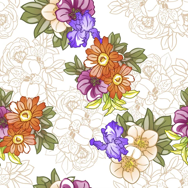 Belles Fleurs Fond Illustration Vectorielle — Image vectorielle