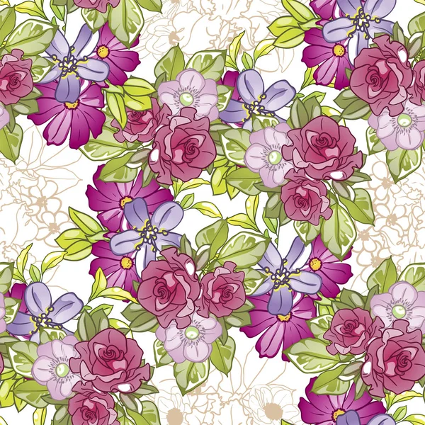 Belles Fleurs Fond Illustration Vectorielle — Image vectorielle