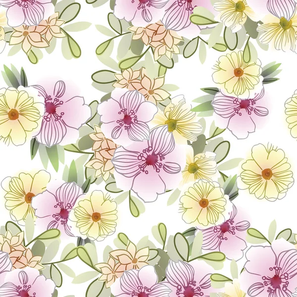 Hermosas Flores Fondo Ilustración Vectorial — Archivo Imágenes Vectoriales