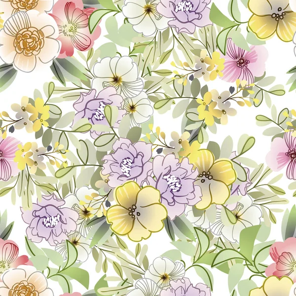 Hermosas Flores Fondo Ilustración Vectorial — Archivo Imágenes Vectoriales