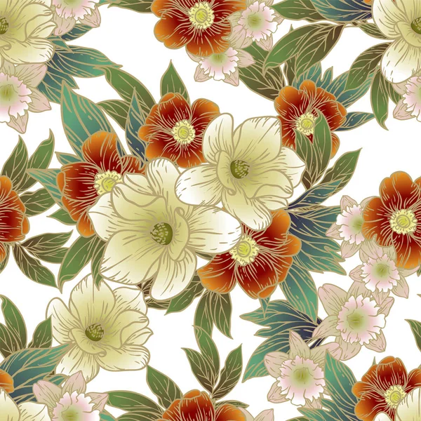 Belles Fleurs Fond Illustration Vectorielle — Image vectorielle