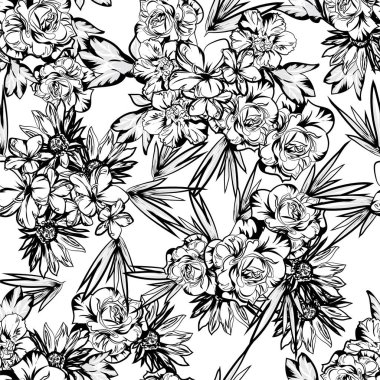 güzel çiçek öğeleri ile Seamless Modeli