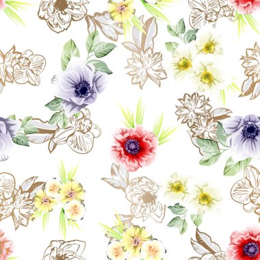 güzel çiçek öğeleri ile Seamless Modeli