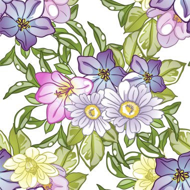 güzel çiçek öğeleri ile Seamless Modeli