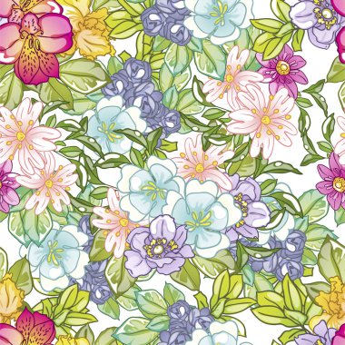 güzel çiçek öğeleri ile Seamless Modeli