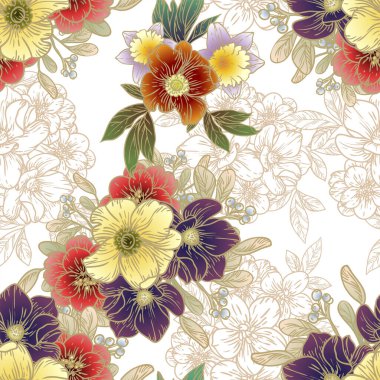 güzel çiçek öğeleri ile Seamless Modeli