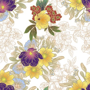 güzel çiçek öğeleri ile Seamless Modeli