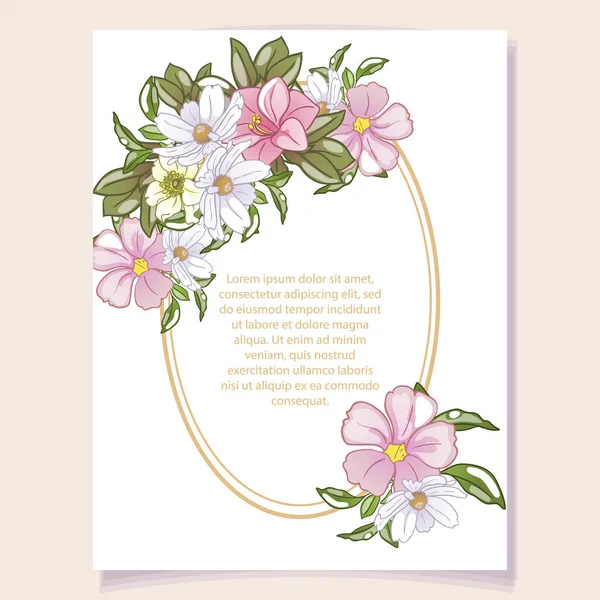 Plantilla Invitación Con Hermosos Elementos Florales — Vector de stock