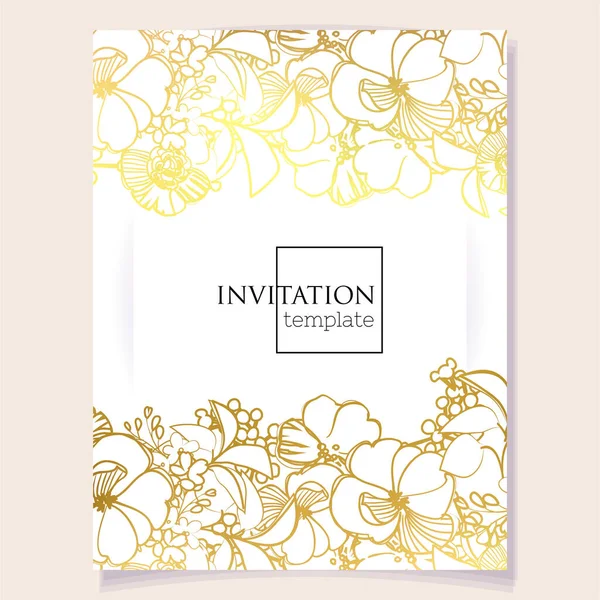 Modèle Invitation Avec Beaux Éléments Floraux — Image vectorielle