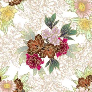 güzel çiçek öğeleri ile Seamless Modeli