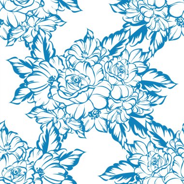 güzel çiçek öğeleri ile Seamless Modeli