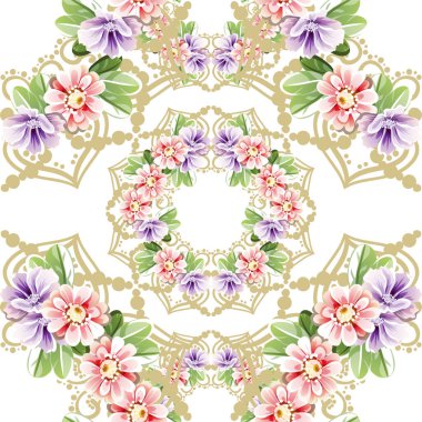 Güzel çiçekli zarif desenler.