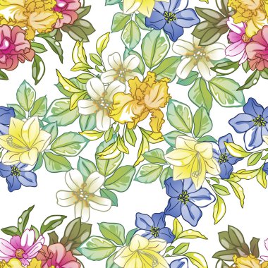 güzel çiçek öğeleri ile Seamless Modeli