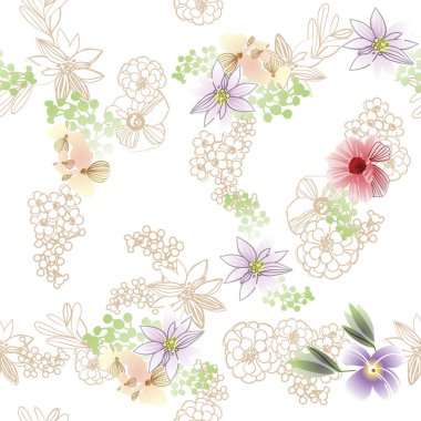 güzel çiçek öğeleri ile Seamless Modeli
