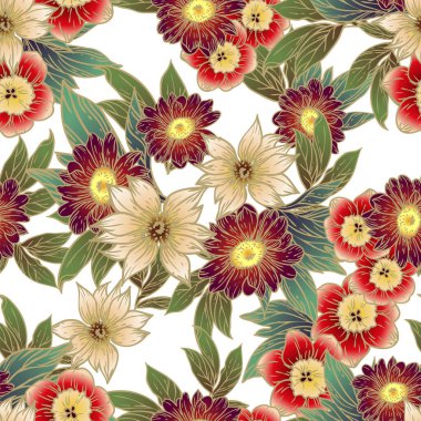 güzel çiçek öğeleri ile Seamless Modeli