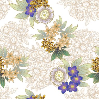 güzel çiçek öğeleri ile Seamless Modeli